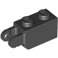 Hinge Brick 1 × 2 Locking with 2 Fingers Vertical End, 9 Teeth Black