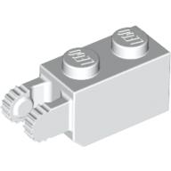 Hinge Brick 1 × 2 Locking with 2 Fingers Vertical End, 9 Teeth White