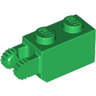 Hinge Brick 1 × 2 Locking with 2 Fingers Vertical End, 9 Teeth Green