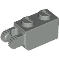Hinge Brick 1 × 2 Locking with 2 Fingers Vertical End, 9 Teeth Hellgrau