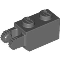 Hinge Brick 1 × 2 Locking with 2 Fingers Vertical End, 9 Teeth Dunkelblaugrau