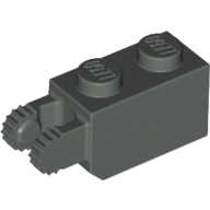 Hinge Brick 1 × 2 Locking with 2 Fingers Vertical End, 9 Teeth Dark Gray