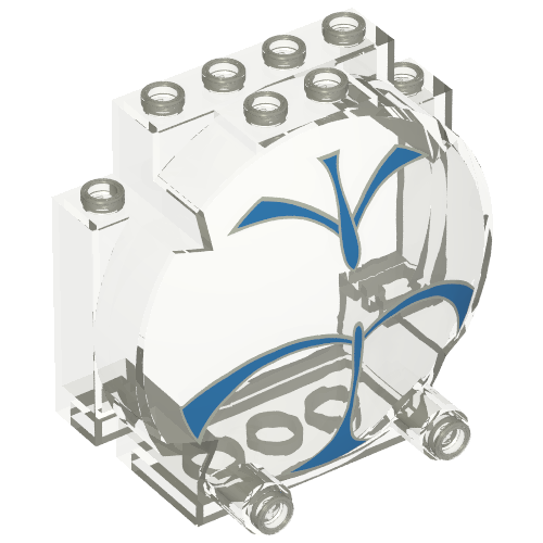 Windscreen 3 × 6 × 5 Bubble with Studs on Top with Blue Force-field Print Trans-Clear
