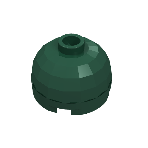 Brick Round 2 × 2 Dome Top, Blocked Open Stud, Bottom Axle Holder Dunkelgrün