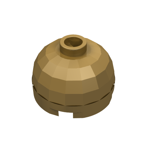 Brick Round 2 × 2 Dome Top, Blocked Open Stud, Bottom Axle Holder Pearl Gold