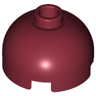 Brick Round 2 × 2 Dome Top, Blocked Open Stud, Bottom Axle Holder Dunkelrot