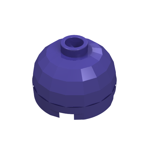 Brick Round 2 × 2 Dome Top, Blocked Open Stud, Bottom Axle Holder Dark Purple