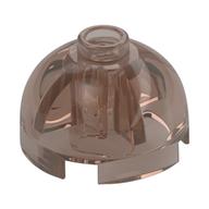 Stein rund 2 × 2 Kuppel oben, Hohlnoppe Transparent-Braun