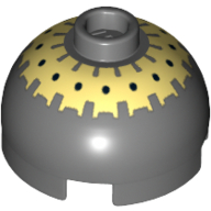 Brick Round 2 × 2 Dome Top, Hollow Stud with Black Spots on Yellow Print (Buzz Droid) Dunkelblaugrau
