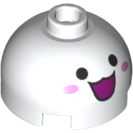 Brick Round 2 × 2 Dome Top, Hollow Stud with Face, Open Mouth, Cheeks print (Pachimari) White
