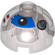 Brick Round 2 × 2 Dome Top, Hollow Stud with Blue Imperial Astromech Droid Print Trans-Brown