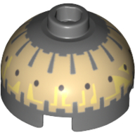 Brick Round 2 × 2 Dome Top, Hollow Stud with Black Spots on Tan Print (Buzz Droid) Dunkelblaugrau