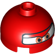 Brick Round 2 × 2 Dome Top, Hollow Stud with Eyes and F1 Helmet Print (Francesco) Red