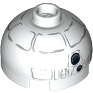 Brick Round 2 × 2 Dome Top, Hollow Stud with Gray Lines and Coal Pieces Print (Snowman R2-D2) White