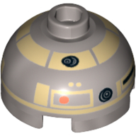 Brick Round 2 × 2 Dome Top, Hollow Stud with Tan Astromech Droid Print Flat Silver