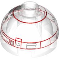 Brick Round 2 × 2 Dome Top, Hollow Stud with Red Imperial Astromech Droid Print Transparent