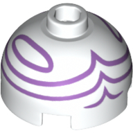 Brick Round 2 × 2 Dome Top, Hollow Stud with Purple Lines print Weiß