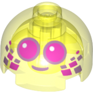 Brick Round 2 × 2 Dome Top, Hollow Stud with Large Purple Eyes and Squares Print Transparent-Neongrün