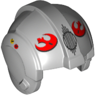 Helmet Rebel Pilot, Center Ridge with Red Rebel Logo Print Light Bluish Gray