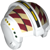 Helmet Rebel Pilot, Center Ridge with Tan and Dark Red Checkered Print Weiß