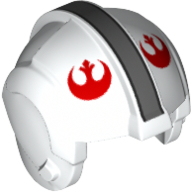 Helmet Rebel Pilot, Center Ridge with Red Rebel Logo and Silver Center Stripe Print Weiß