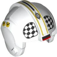 Helmet Rebel Pilot, Center Ridge with Black and White Checkered Print (U-Wing Pilot) White