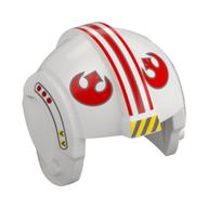 Helmet Rebel Pilot, Center Ridge with Red Stripes, Red Rebels Symbol, Yellow and Gray Stripes Print Weiß