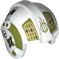 Helmet Rebel Pilot, Center Ridge with Olive Green Stripes and Yellow Grid on Olive Green Print White