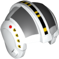 Helmet Rebel Pilot, Center Ridge with Dark Bluish Gray Rectangles Print White