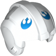 Helmet Rebel Pilot, Center Ridge with Blue Rebel Symbol Print Weiß