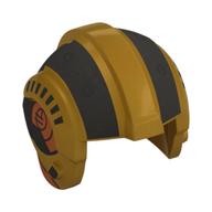 Helmet Rebel Pilot, Center Ridge with Black/Dark orange Decorations Print Pearl Gold