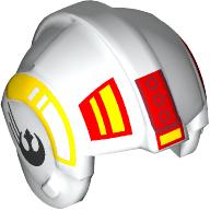 Helmet Rebel Pilot, Center Ridge with Yellow/Red Markings print Weiß