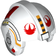 Helmet Rebel Pilot, Center Ridge with Red Rebel Logo and Black and Yellow Stripes Print (Y-Wing Pilot) White