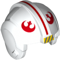 Helmet Rebel Pilot, Center Ridge with Red Line, Red Rebel Symbols Print Weiß