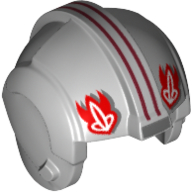 Helmet Rebel Pilot, Center Ridge with Red Symbols, Dark Red Stripes Light Bluish Gray