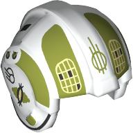 Helmet Rebel Pilot, Center Ridge with Olive Green Stripes and Yellow Grid on Olive Green Print Weiß