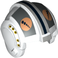 Helmet Rebel Pilot, Center Ridge with Flat Silver Rectangles, Medium Nougat and Black Circles Print White