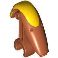 Minifig Head Special with Clip, Mechanical with Yellow Insignia Print (Battle Droid Commander) Dunkelorange