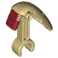 Minifig Head Special with Clip, Mechanical with Dark Red Insignia Print (Battle Droid Security) Beige