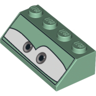 Brick Sloped 45° 2 × 4 with Gray Eyes on White Background Print Sand Green