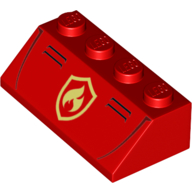 Brick Sloped 45° 2 × 4 with Fire Fighter Logo/Symbol print Rot