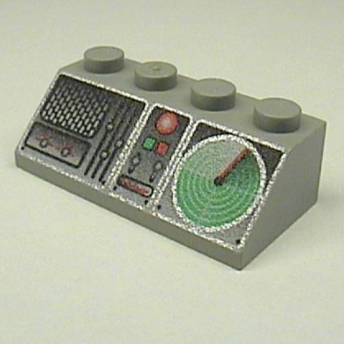 Brick Sloped 45° 2 × 4 with Control Panel and Radar Print Hellgrau