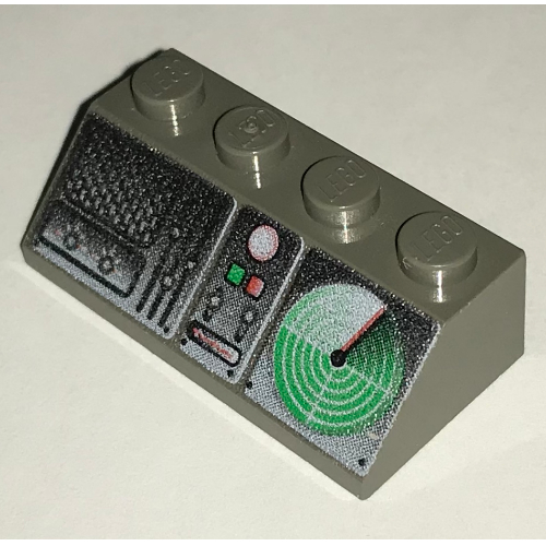 Brick Sloped 45° 2 × 4 with Control Panel and Radar Print Dunkelgrau