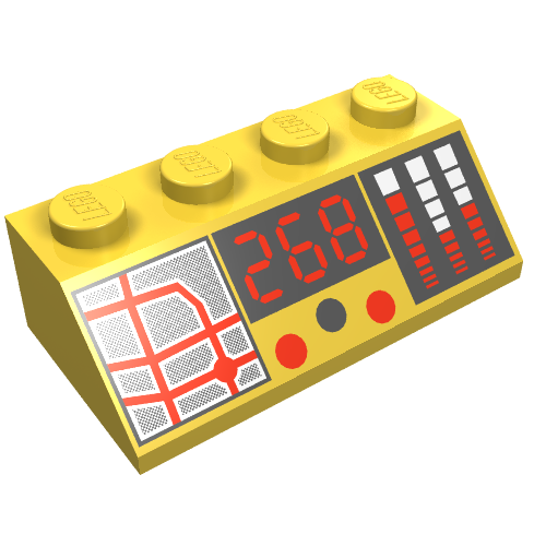Dachstein 45° 2 × 4 mit '268', Kartenlinien, Balkenanzeigen (bedruckt)