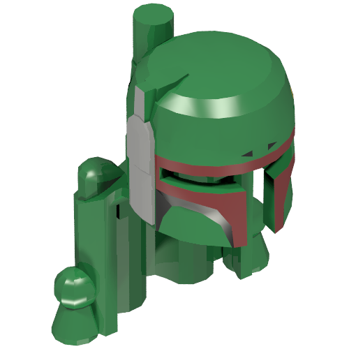 Helmet, Rocket Pack with Boba Fett Colors Print, Dark Red Highlights Grün