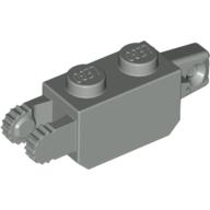 Hinge Brick 1 × 2 Locking with 1 Finger Vertical End and 2 Fingers Vertical End, 9 Teeth Light Gray