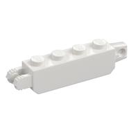 Hinge Brick 1 × 4 Locking with 1 Finger Vertical End and 2 Fingers Vertical End, 9 Teeth Weiß