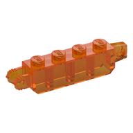 Hinge Brick 1 × 4 Locking with 1 Finger Vertical End and 2 Fingers Vertical End, 9 Teeth Transparent-Orange