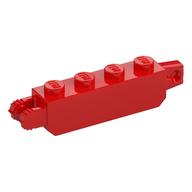 Hinge Brick 1 × 4 Locking with 1 Finger Vertical End and 2 Fingers Vertical End, 9 Teeth Red