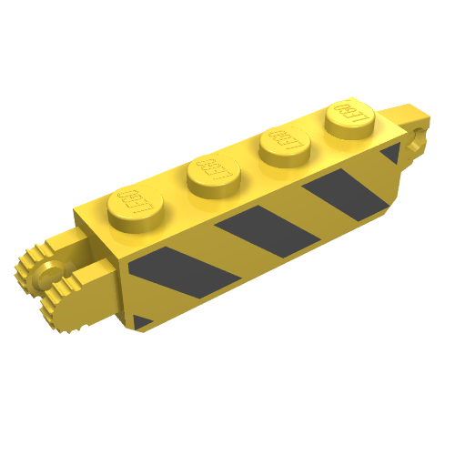 Hinge Brick 1 × 4 Locking with Danger Stripes Black Print Yellow